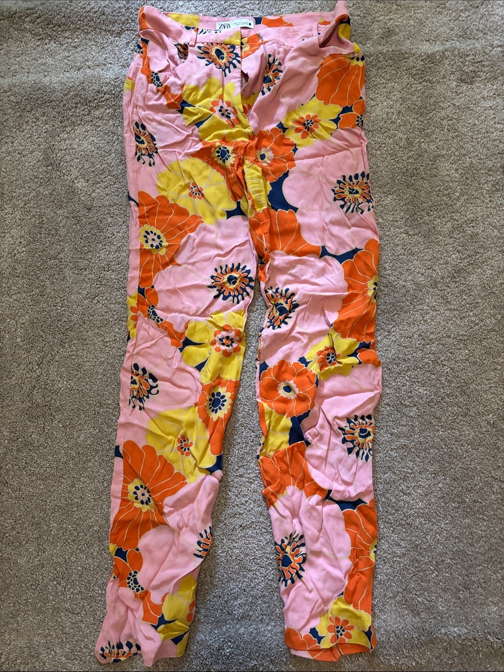 Zara Pink, Orange & Yellow Floral Skirt
